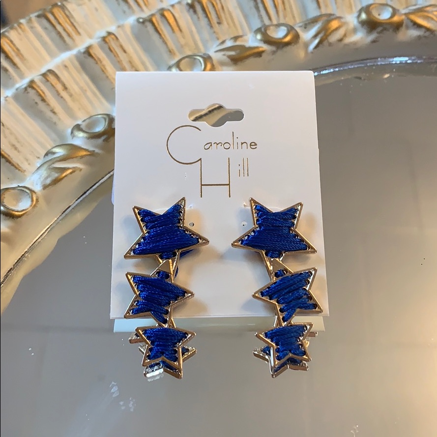 Caroline Hill Threaded Blue Earrings